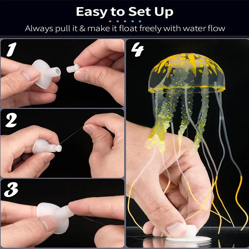 Luminous Artificial Jellyfish Aquarium Decor - Fish Tank Ornament