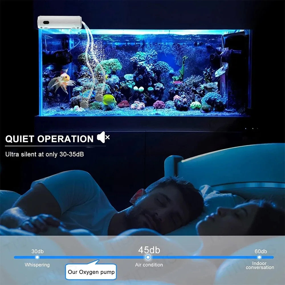Portable Aquarium Air Pump: USB Rechargeable, 185 Hr Battery