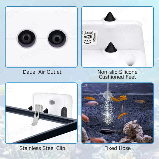Portable Aquarium Air Pump: USB Rechargeable, 185 Hr Battery