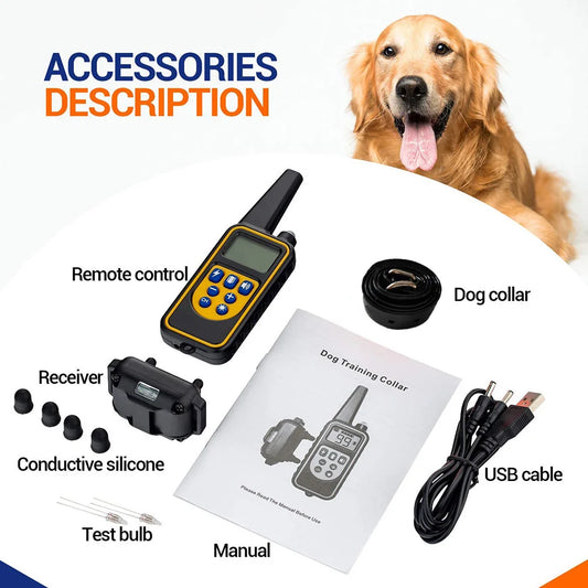 Rechargeable Electric Dog Training & Anti-Bark Collar w/ Clicker