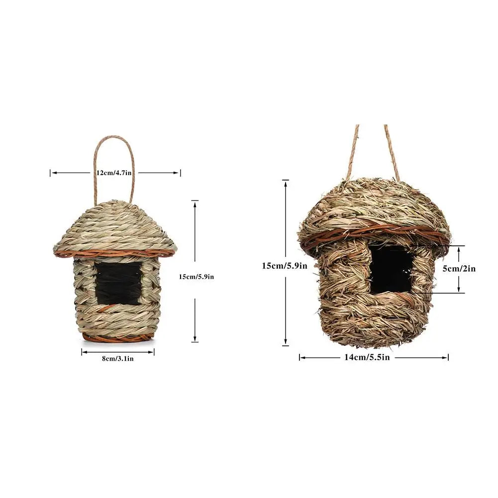 Handwoven Straw Bird Nest for Outdoor Canadian Garden & Small Birds