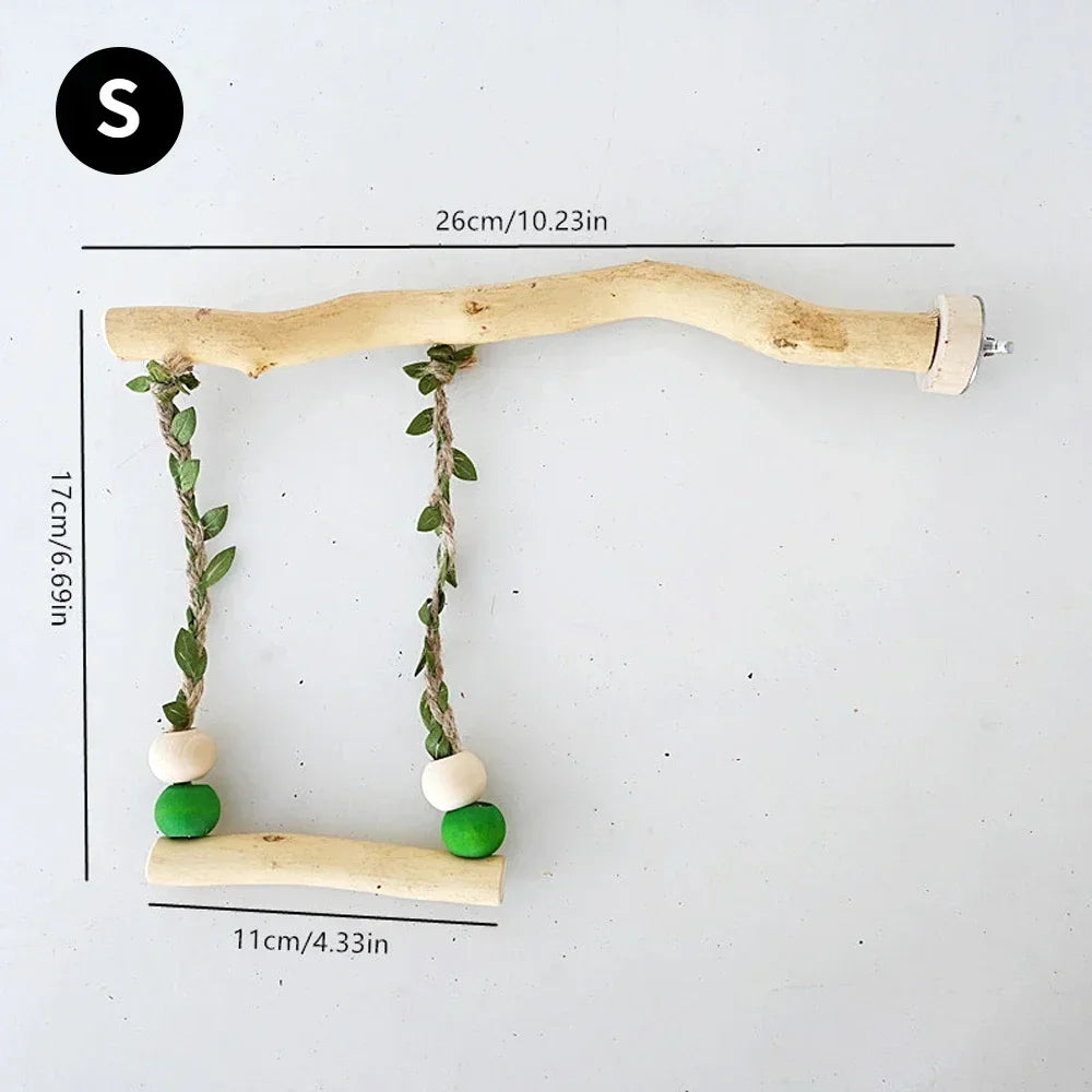Wood Parrot Double Layer Stand & Swing Toy | Beak & Claw Grinder
