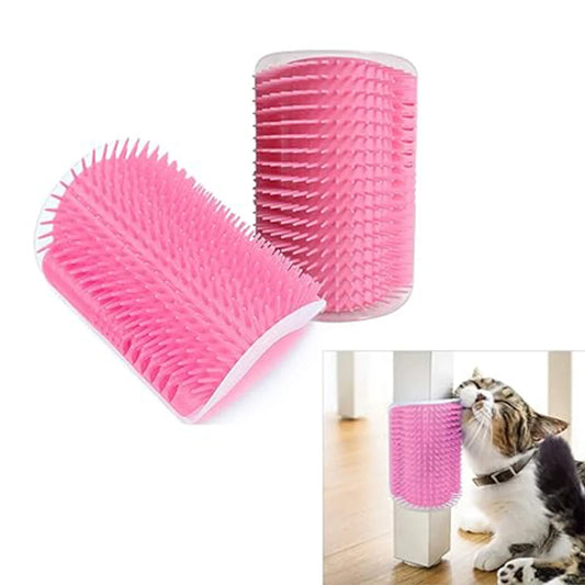 Wall Corner Cat Self Groomer Brush with Catnip & Massager