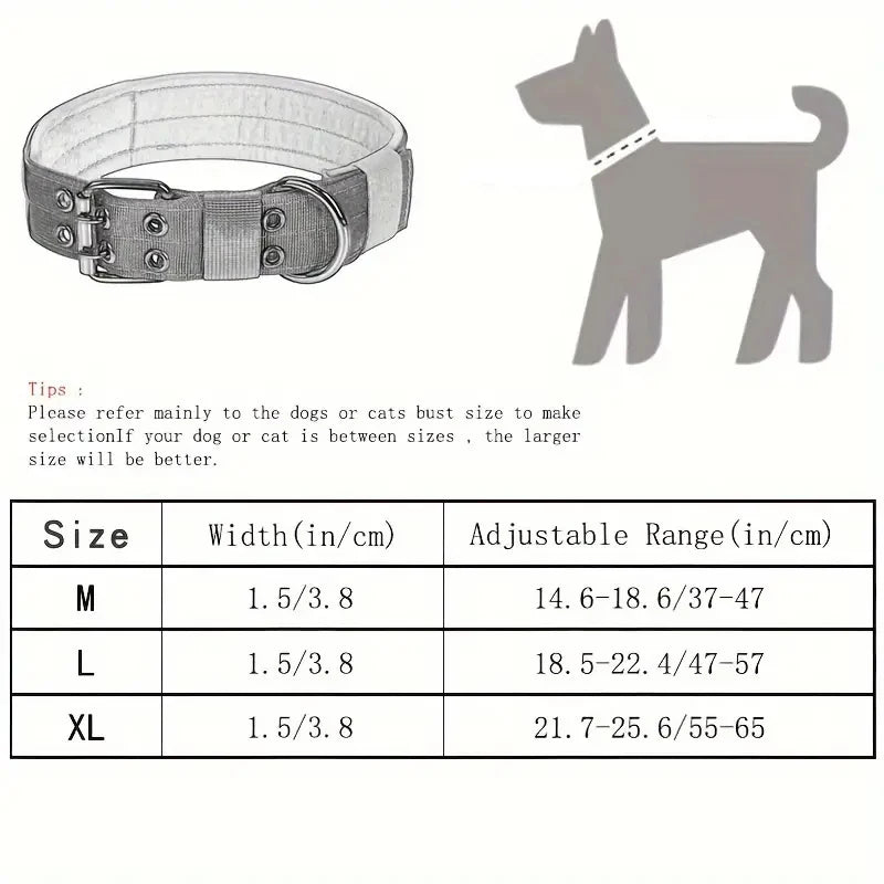 Tactical Nylon Dog Collar - Adjustable & Durable for Med/Lrg Dogs