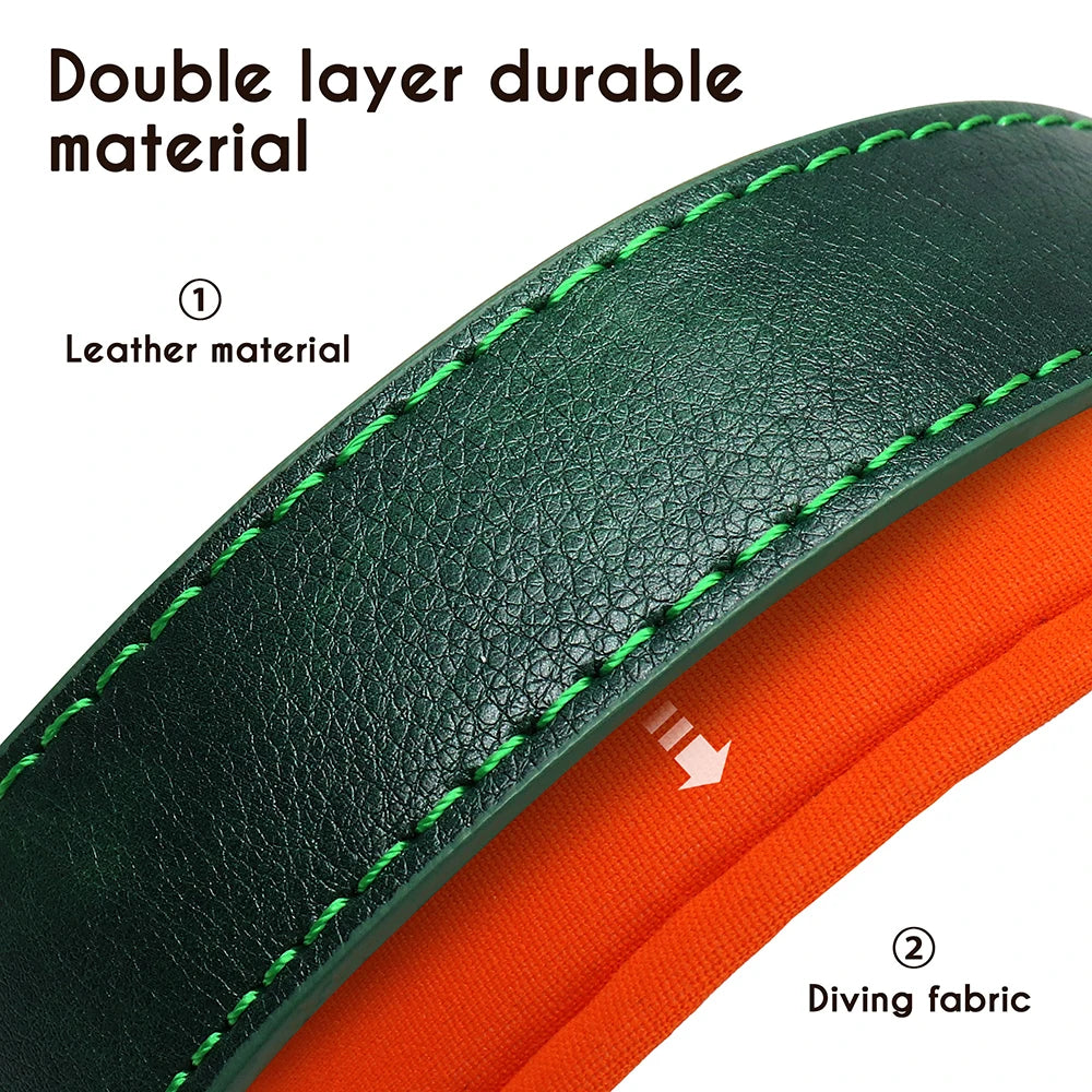 Personalized PU Leather Dog Collar with Engraved Nameplate