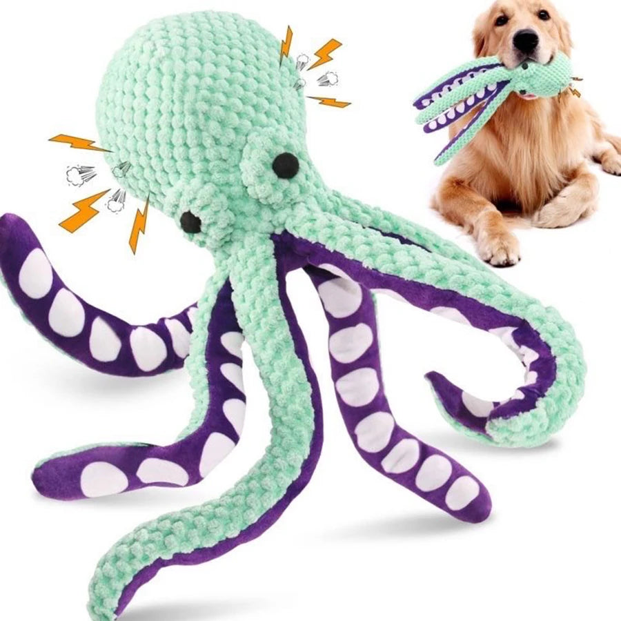 Interactive Plush Octopus Dog Toy - Sound & Durable Fun