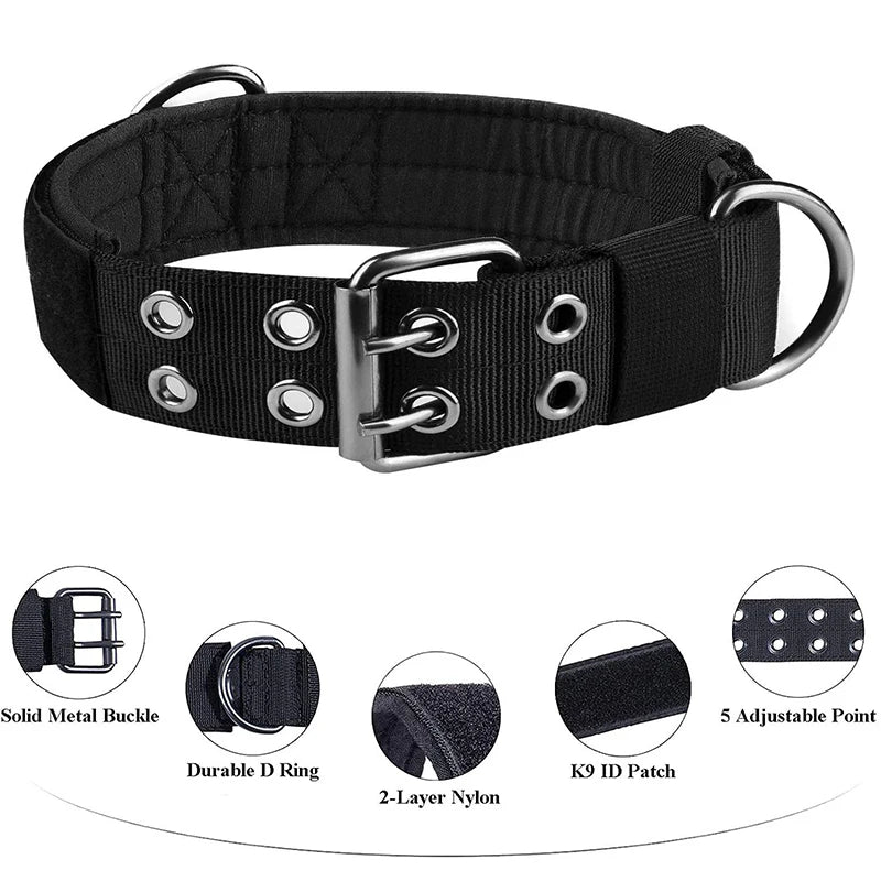 Tactical Nylon Dog Collar - Adjustable & Durable for Med/Lrg Dogs