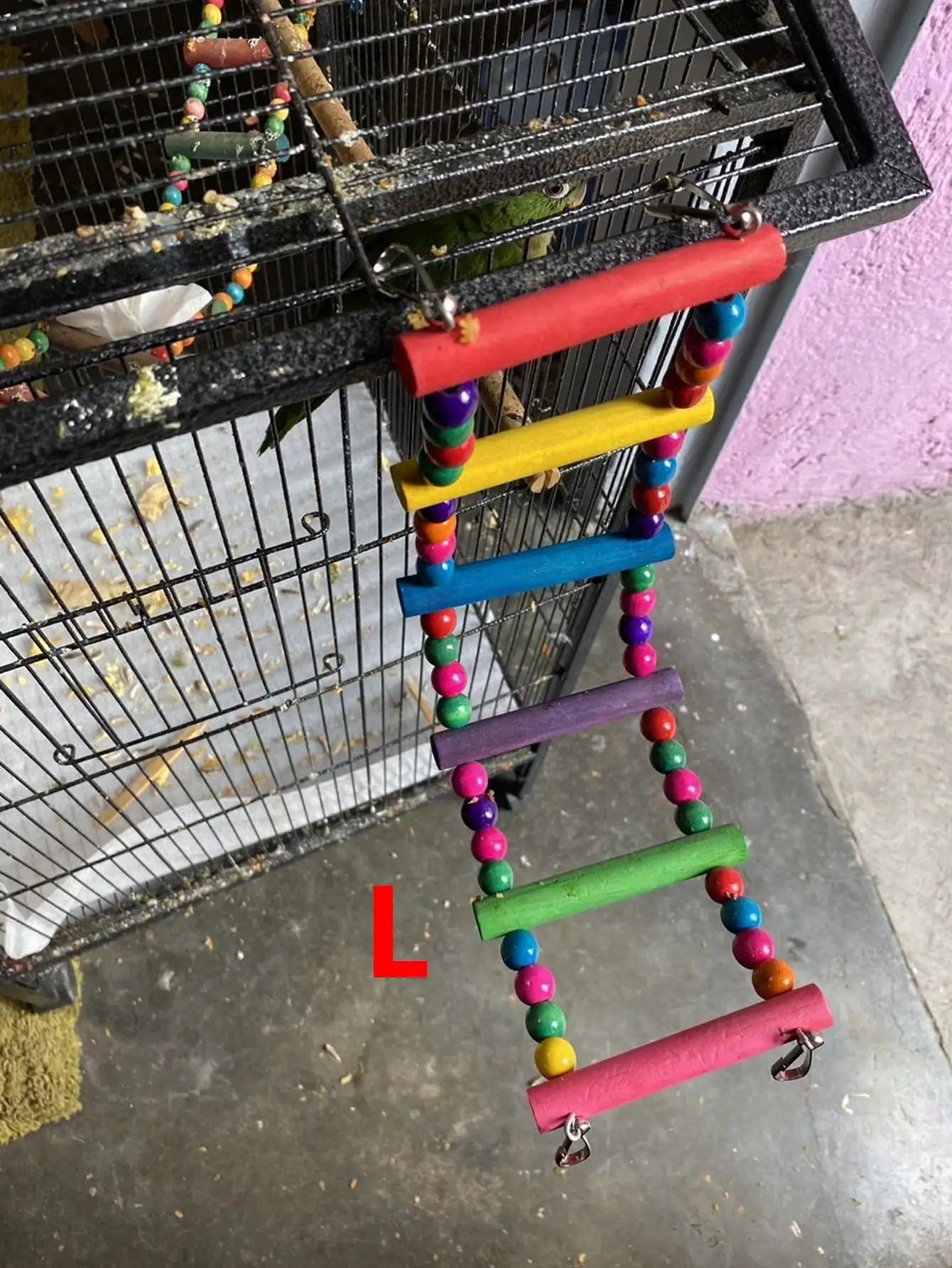 Vibrant Wooden Bird Ladder & Swing Toy for Small Parrots