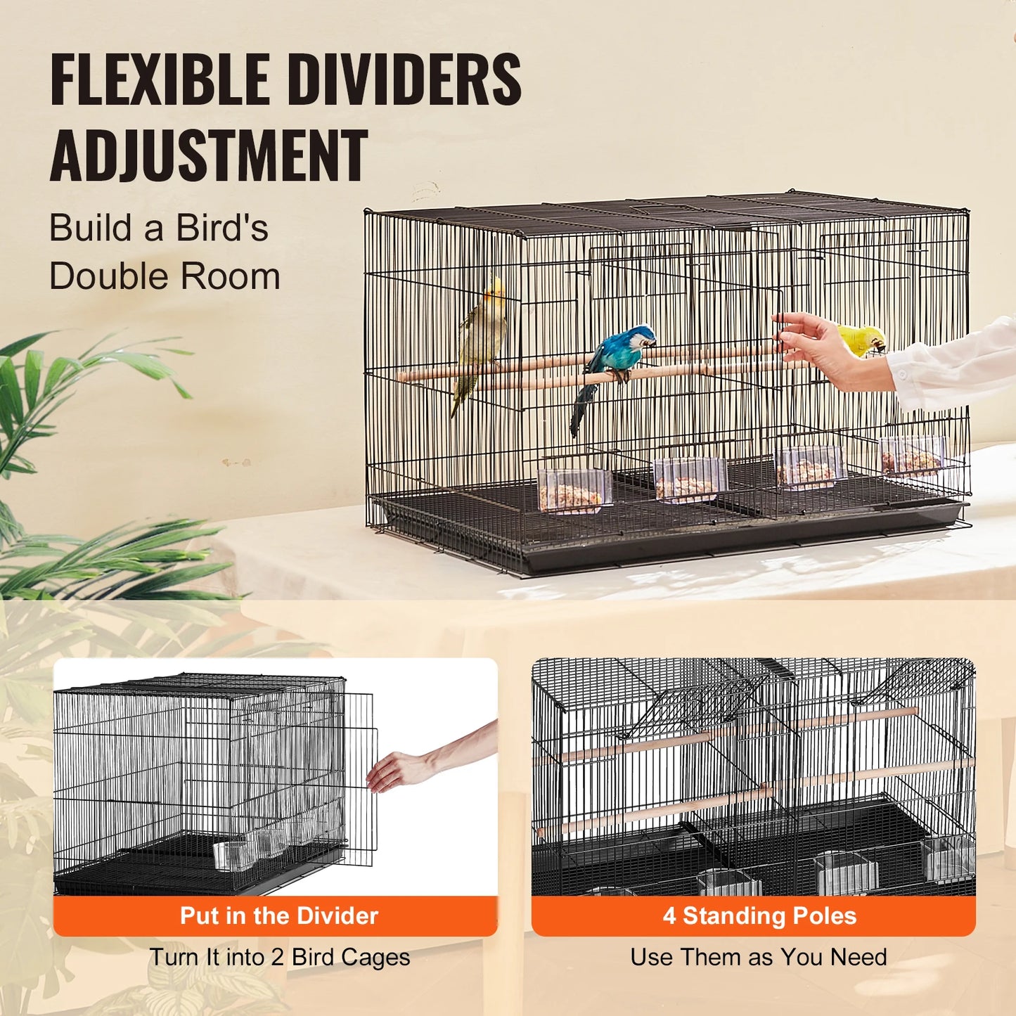 SucceBuy 30" Divided Stackable Bird Cage | Small Birds