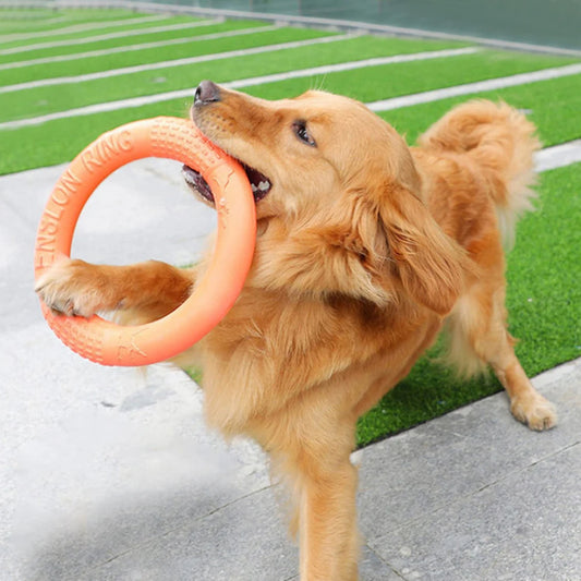 Orange EVA Dog Flying Disk & Training Ring Puller Toy