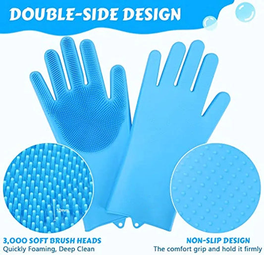 Pet Bathing Gloves: Silicone Scrubber & Hair Remover for Dogs, Cats
