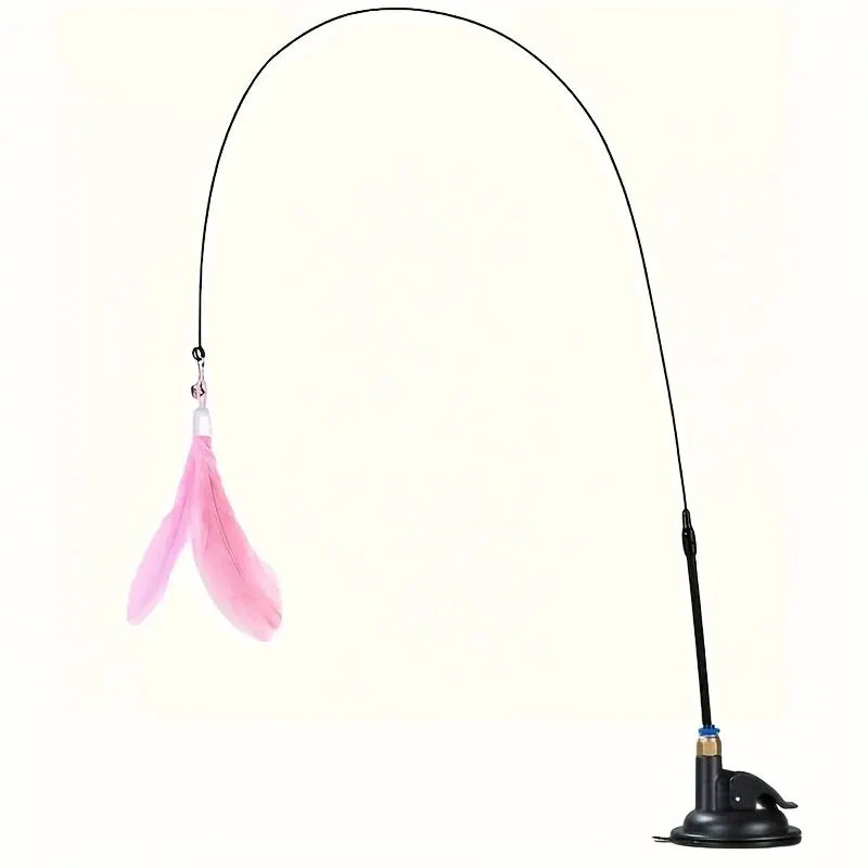 Interactive Cat Teaser Toy | Suction Cup Feather Bell Wand