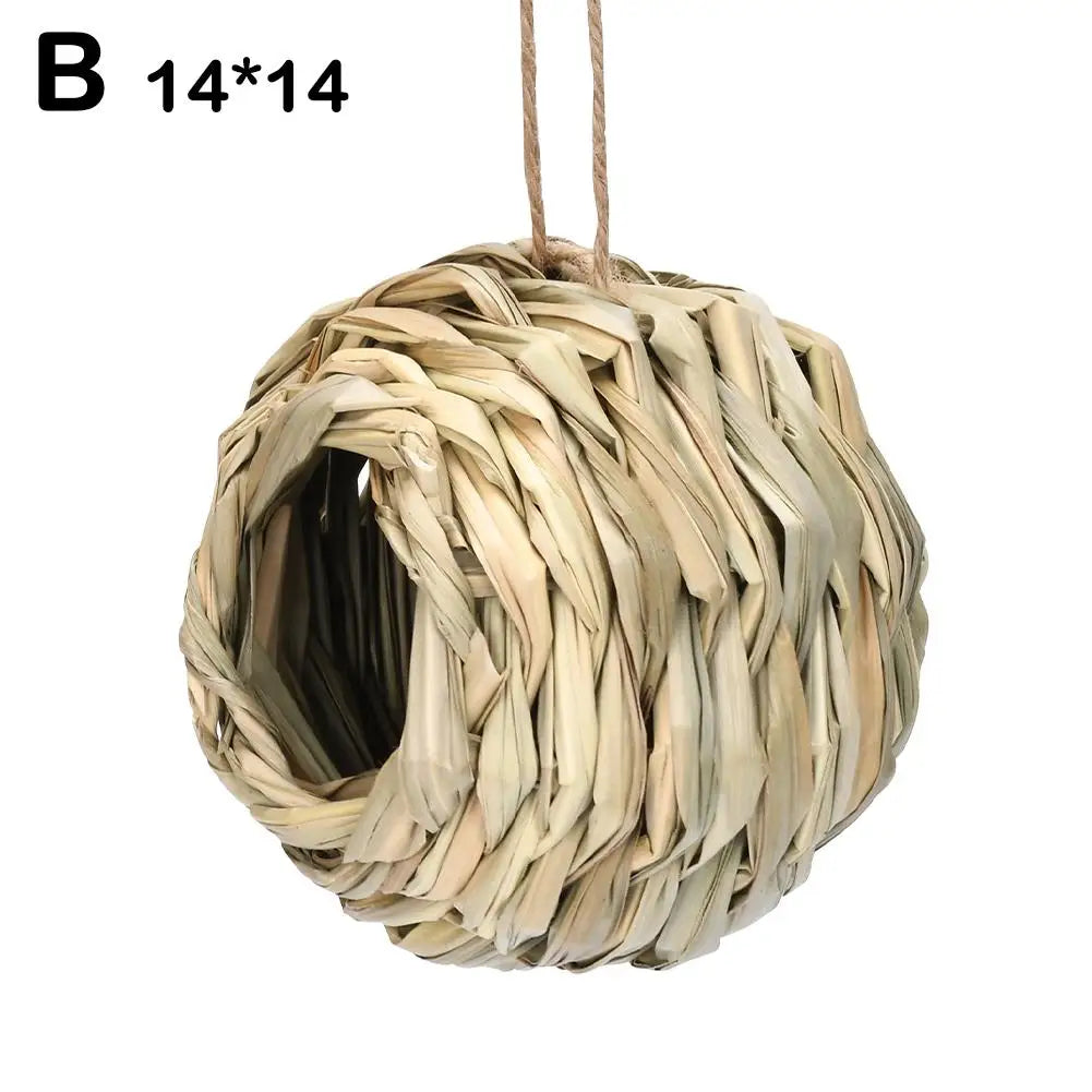 Handwoven Straw Bird Nest for Outdoor Canadian Garden & Small Birds