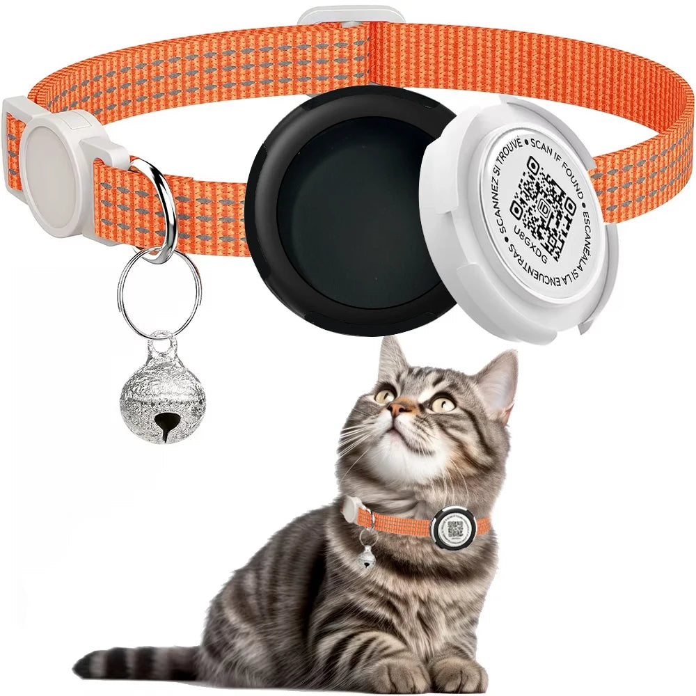 Airtag Cat Collar for Easy Tracking & Safety - Reflective QR ID