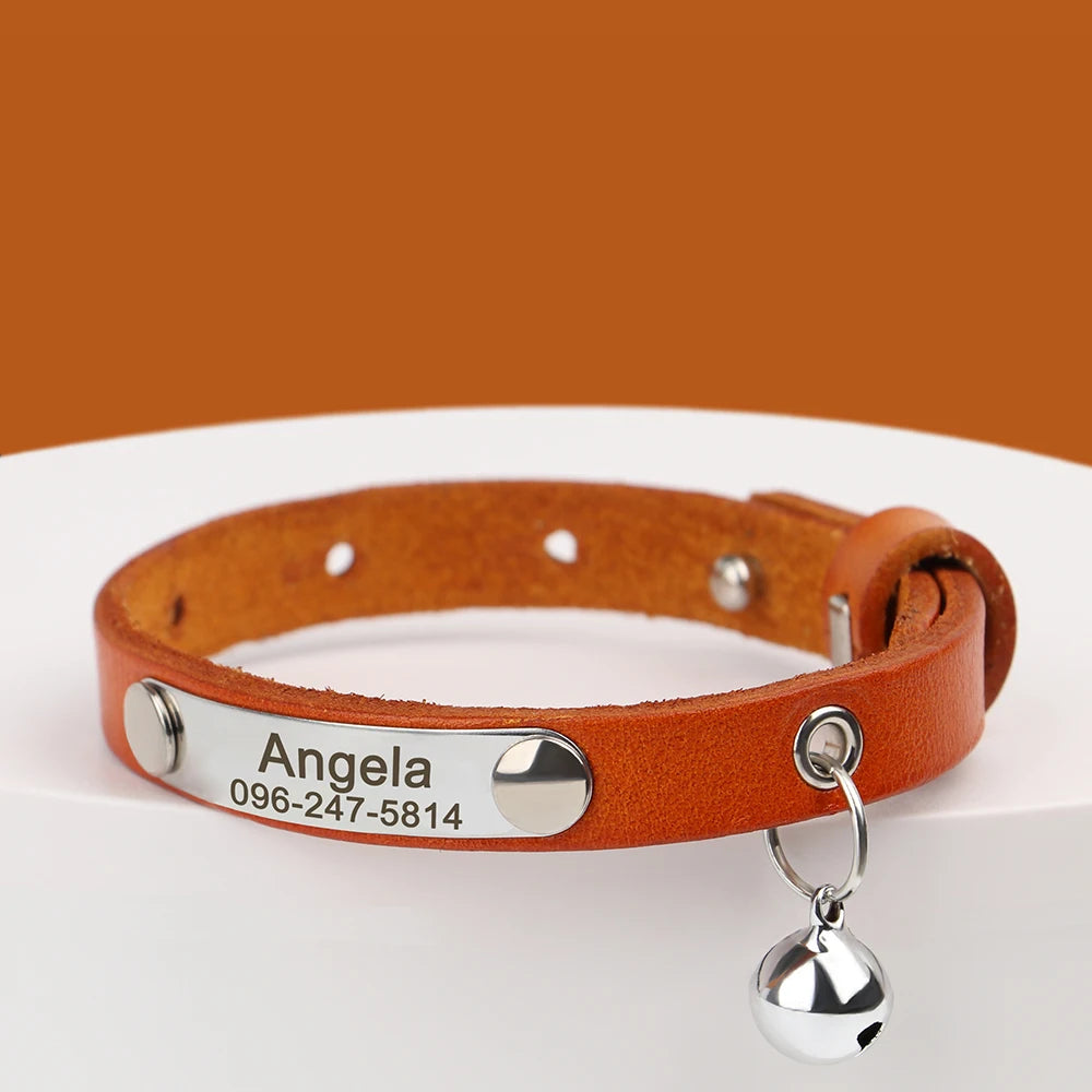 Personalized Leather Cat Collar - Engraved Name & Anti-Lost Canada