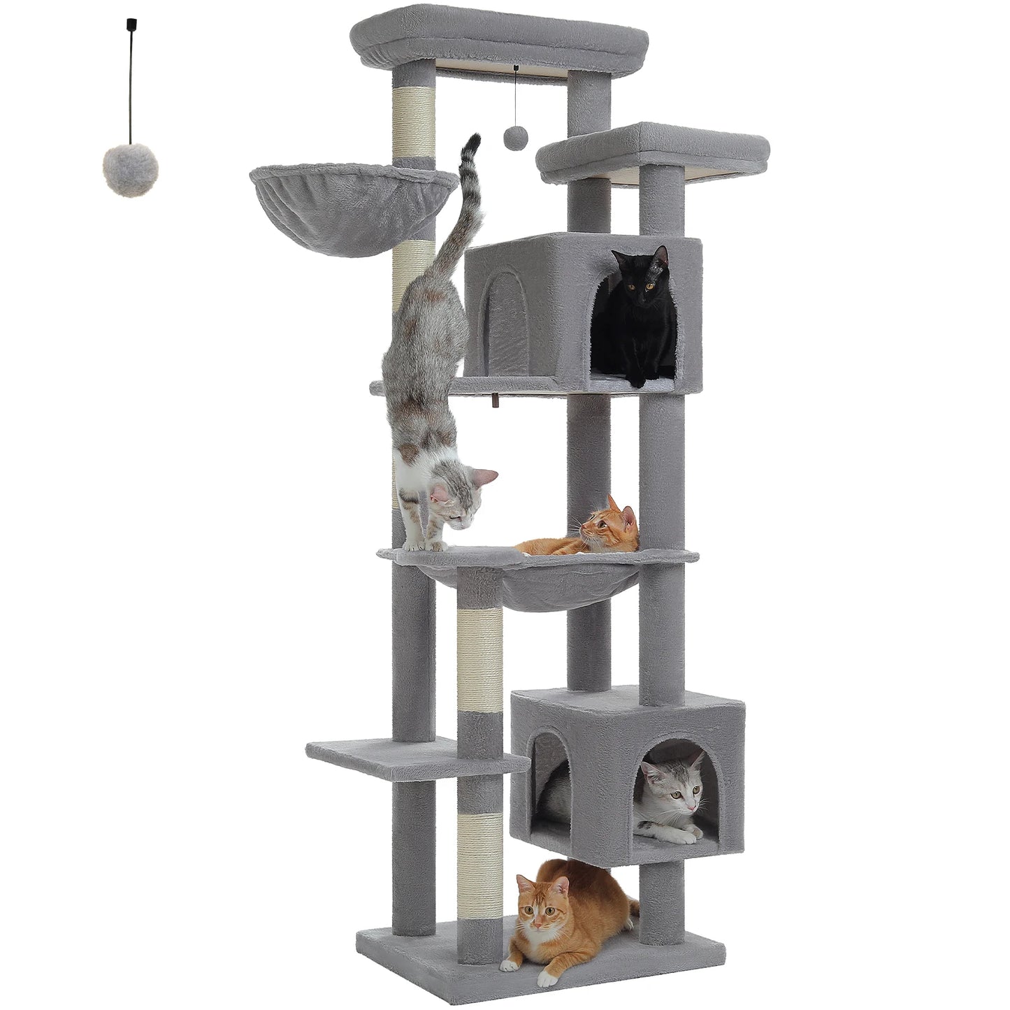 Tall Multi-Level Cat Tree Tower for Multiple Indoor Cats w/ Condo
