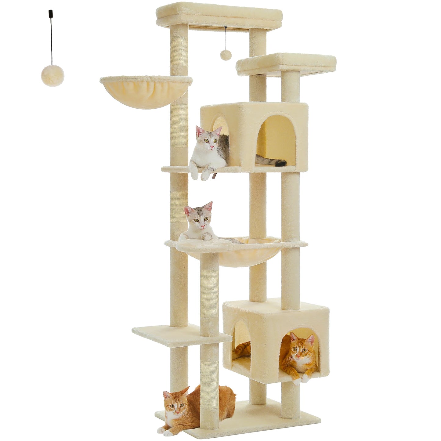 Tall Multi-Level Cat Tree Tower for Multiple Indoor Cats w/ Condo
