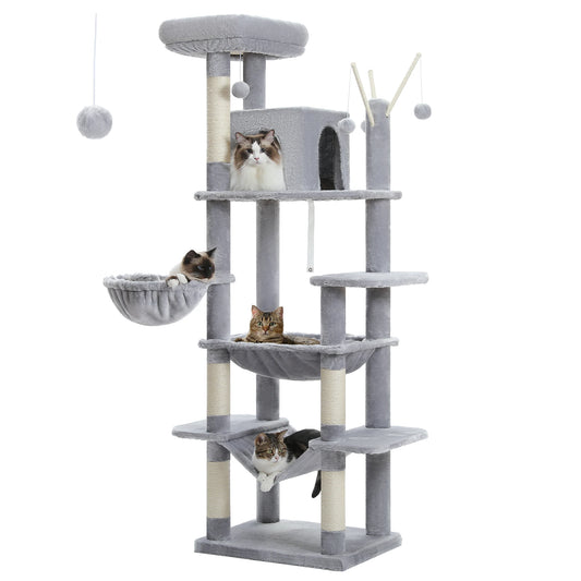 Tall Multi-Level Cat Tree Tower for Multiple Indoor Cats w/ Condo