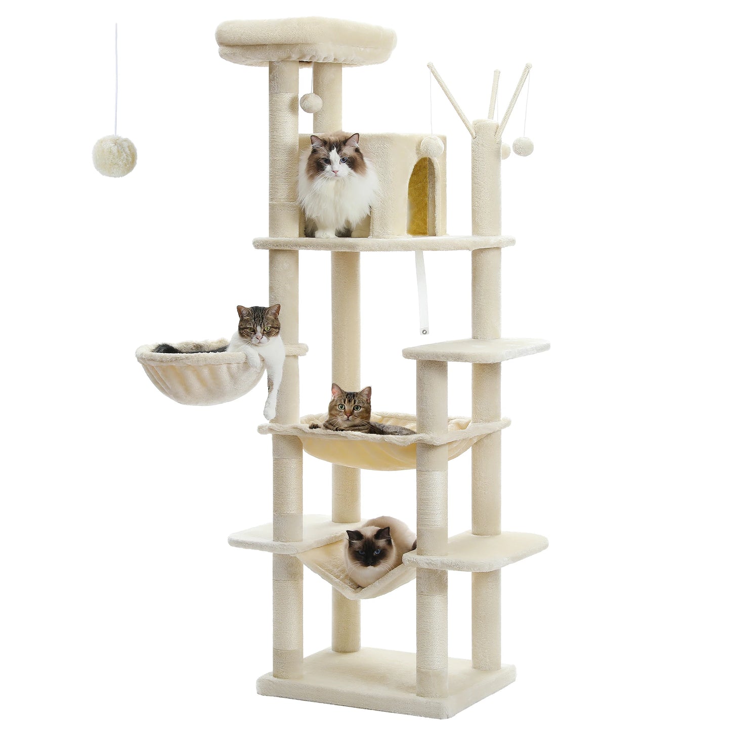 Tall Multi-Level Cat Tree Tower for Multiple Indoor Cats w/ Condo