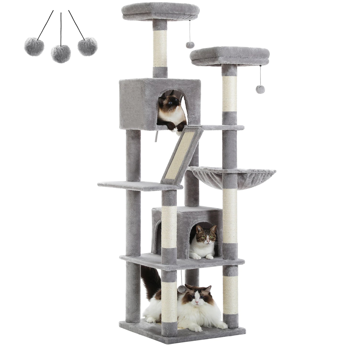 Tall Multi-Level Cat Tree Tower for Multiple Indoor Cats w/ Condo