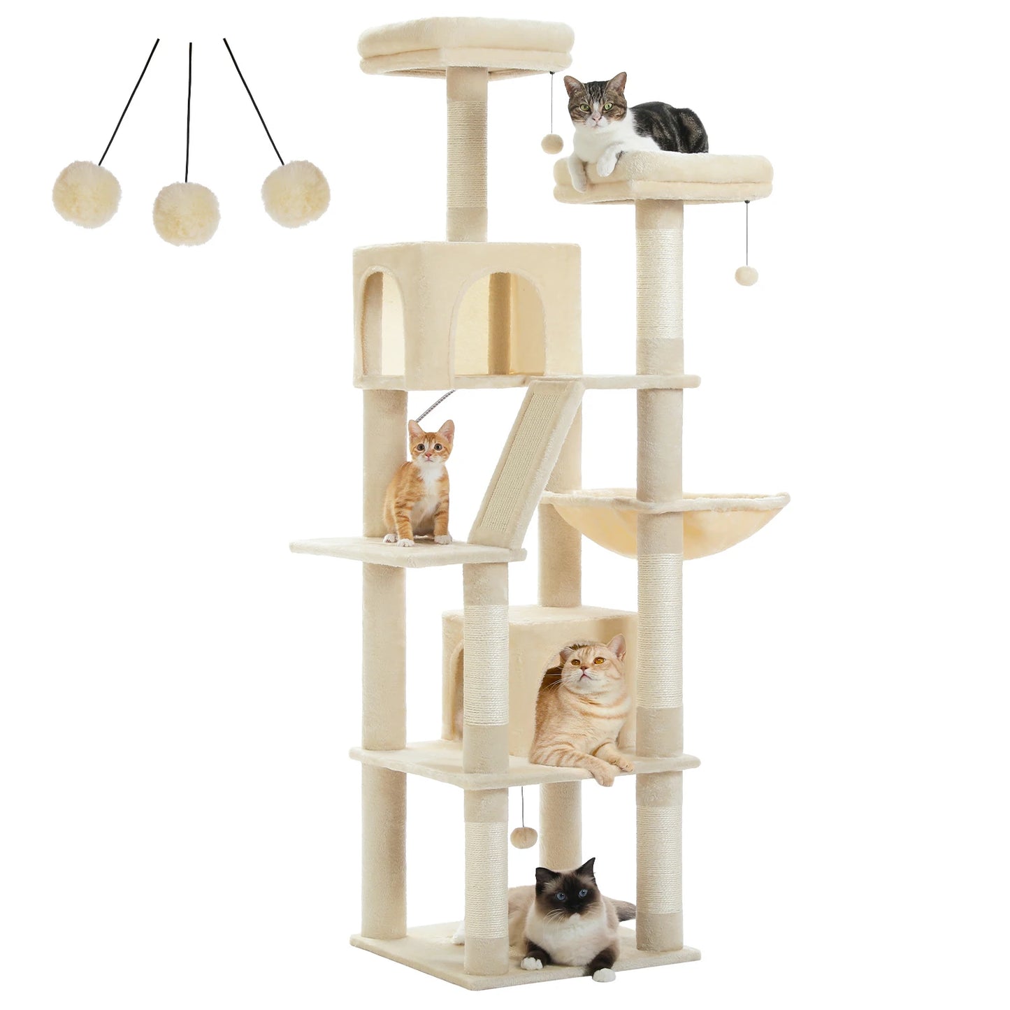 Tall Multi-Level Cat Tree Tower for Multiple Indoor Cats w/ Condo
