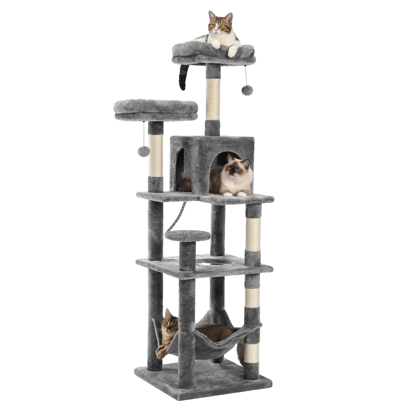 Tall Multi-Level Cat Tree Tower for Multiple Indoor Cats w/ Condo