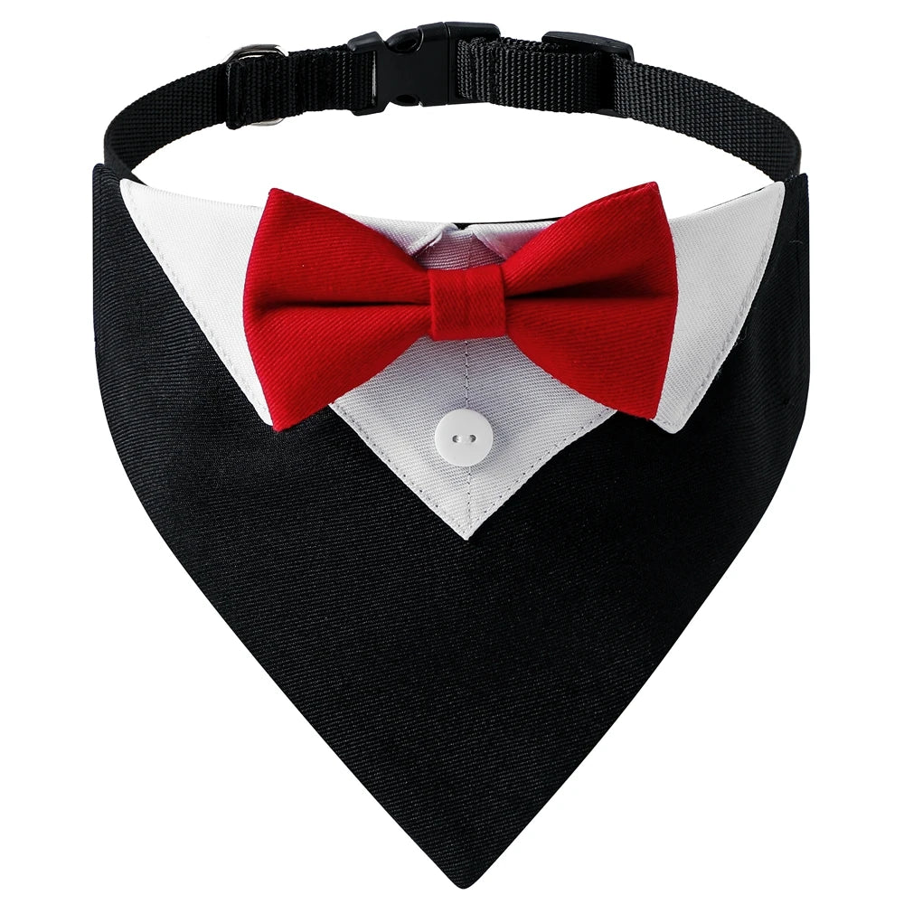 Tuxedo Dog Bow Tie Collar Bandana – Formal Pet Attire for Canada