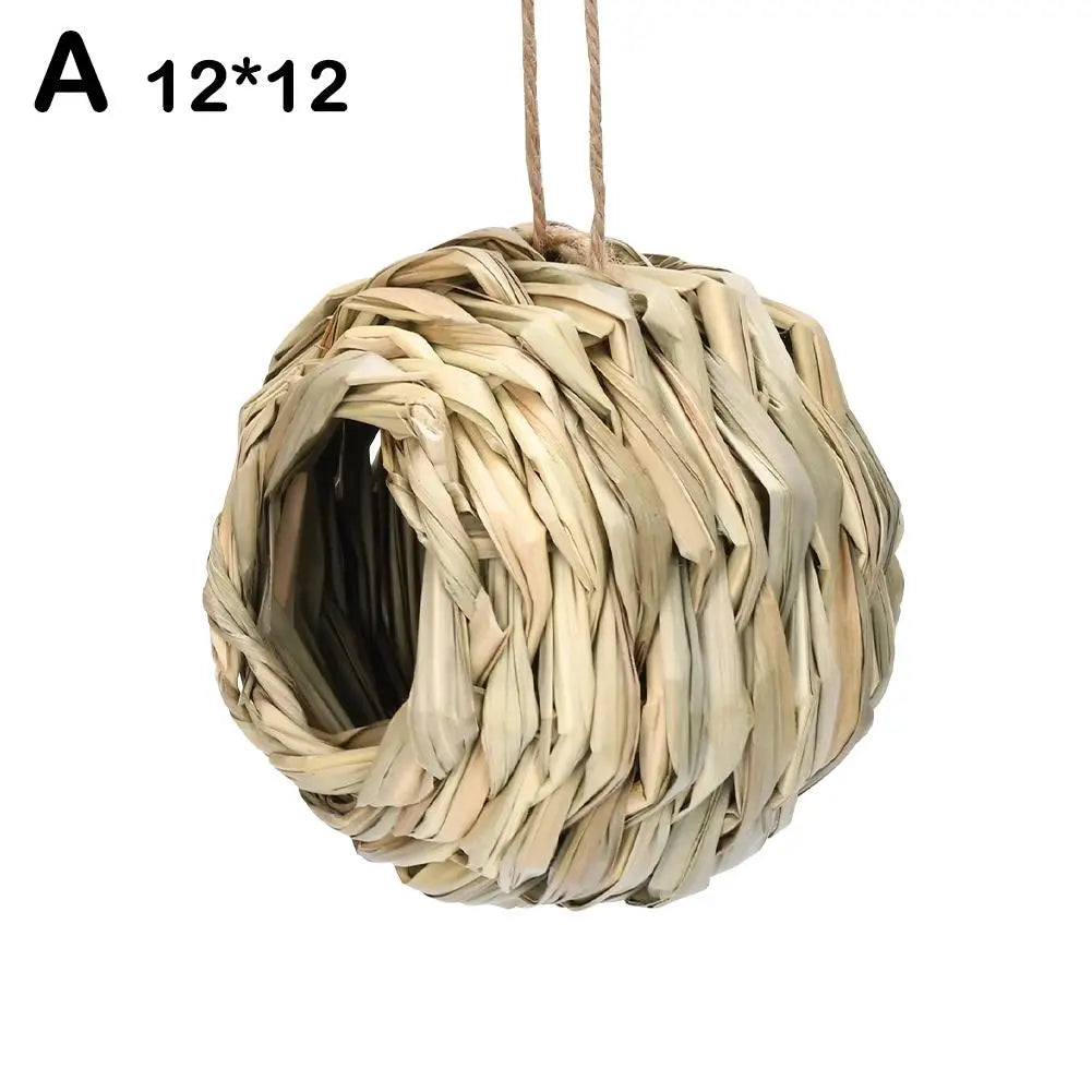 Handwoven Straw Bird Nest for Outdoor Canadian Garden & Small Birds