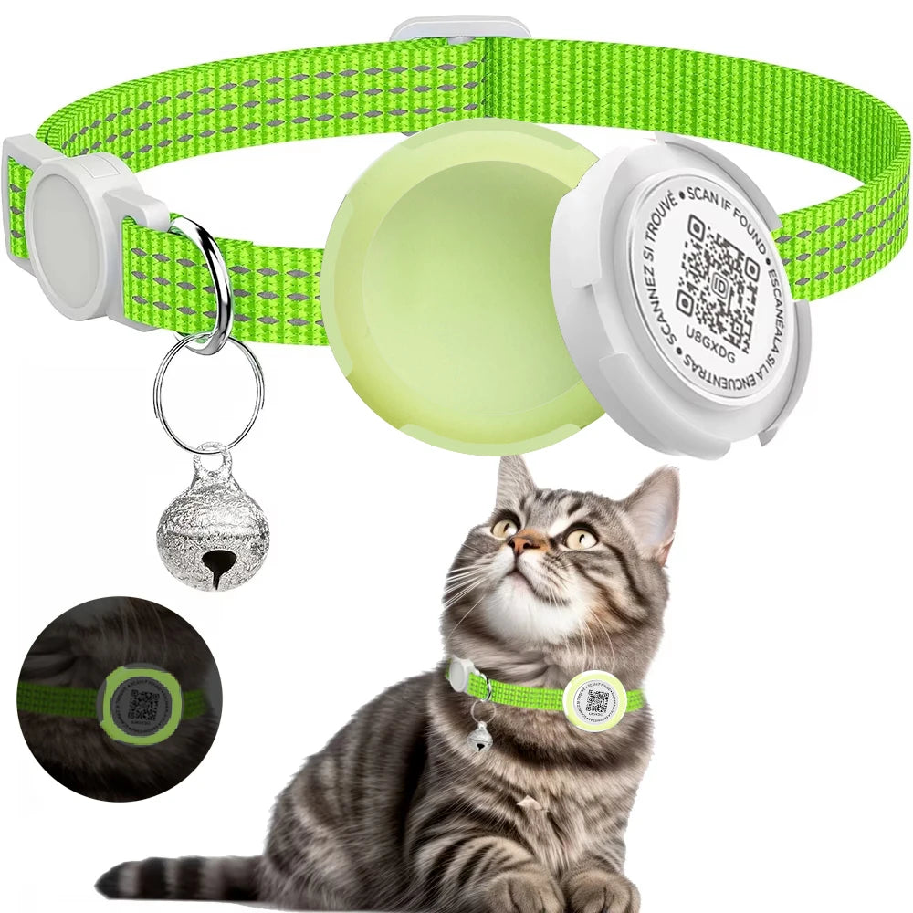 Airtag Cat Collar for Easy Tracking & Safety - Reflective QR ID
