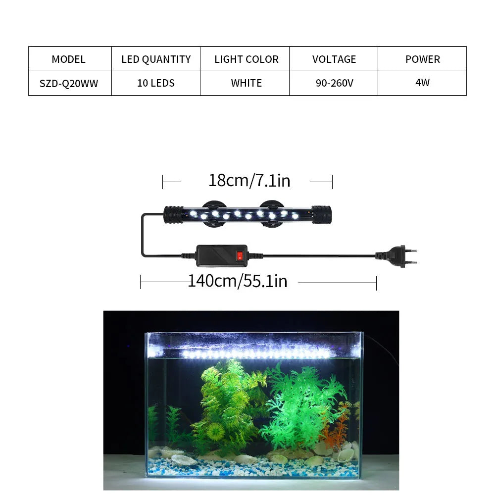 Aquarium LED Clip Light | Waterproof Fish Tank Plant Grow Lamp 18-58cm