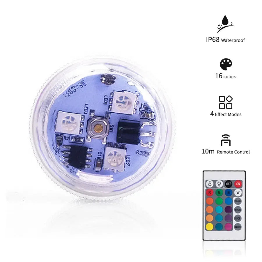 IP68 RGB LED Submersible Light - Remote Control for Aquarium, Pool