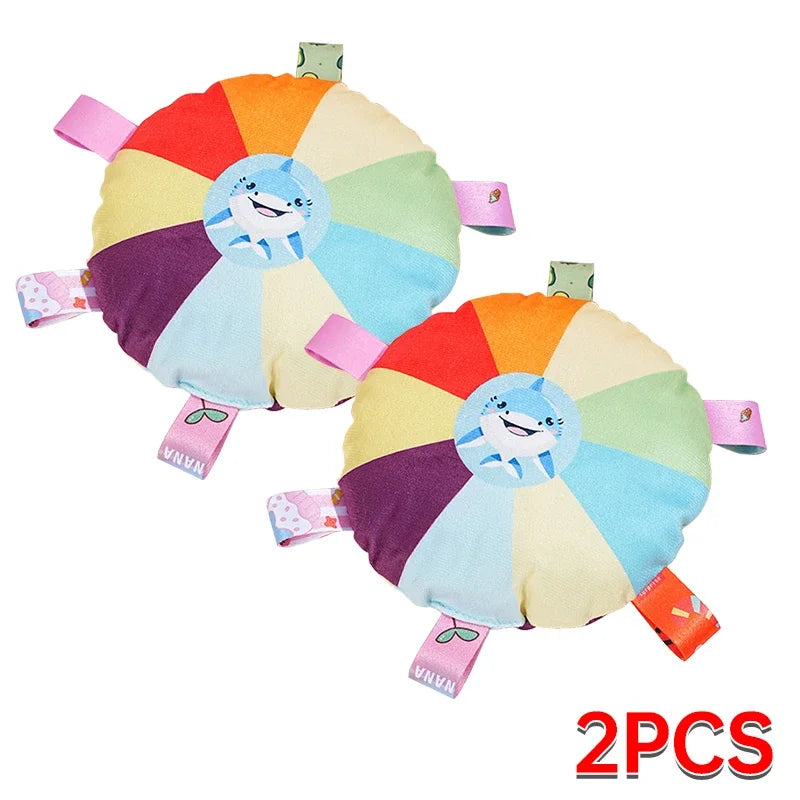Rainbow Plush Flying Disc Dog Toy Interactive Chew & Fun