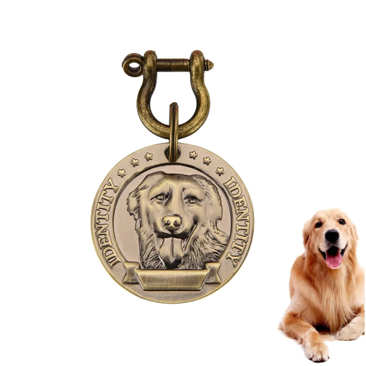 Custom Engraved Bronze Dog ID Tag | Personalized Pet Nameplate