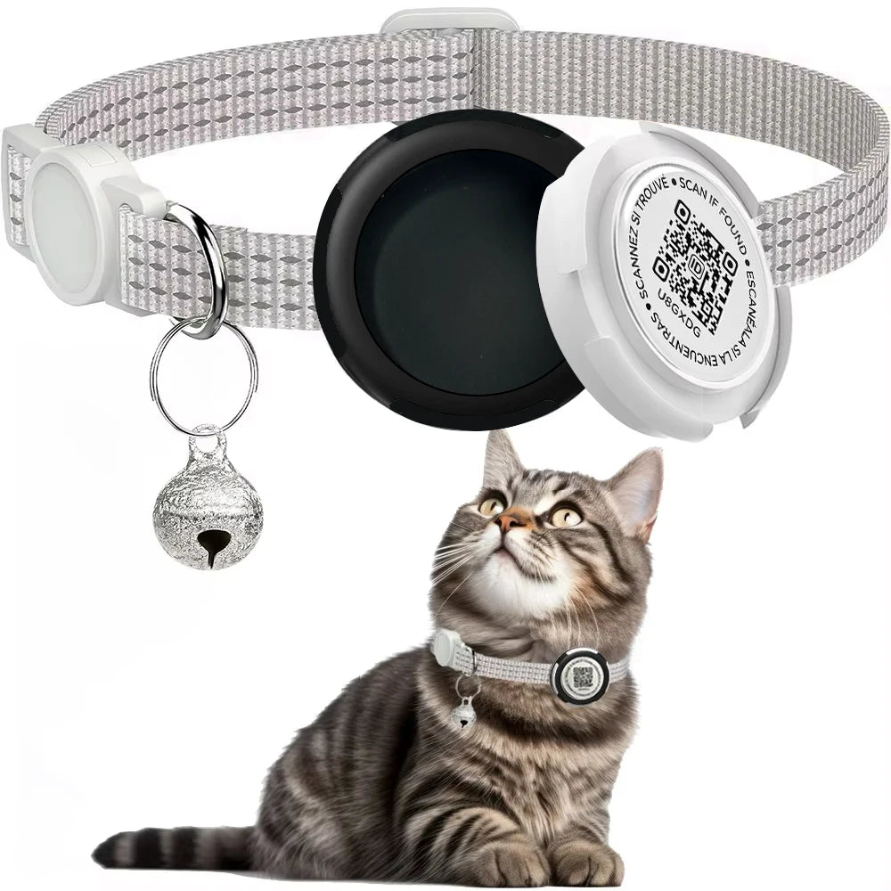 Airtag Cat Collar for Easy Tracking & Safety - Reflective QR ID