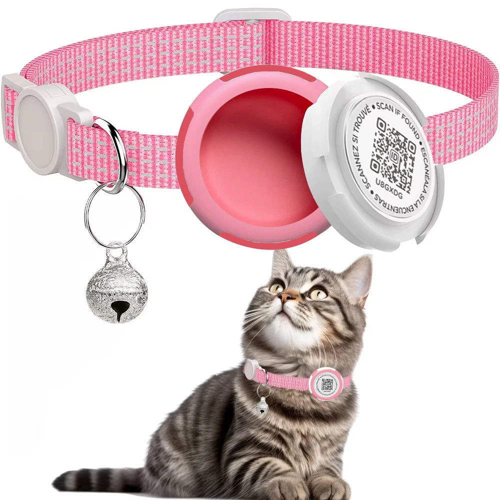 Airtag Cat Collar for Easy Tracking & Safety - Reflective QR ID