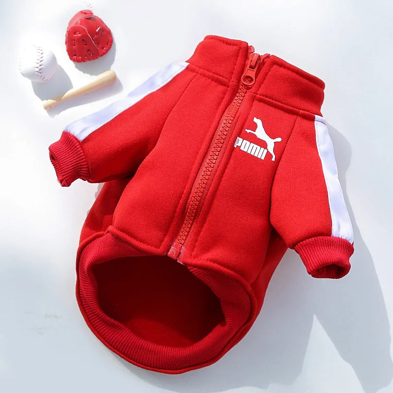 Winter Baseball Dog Jacket Hoodie for Small/Medium Dogs