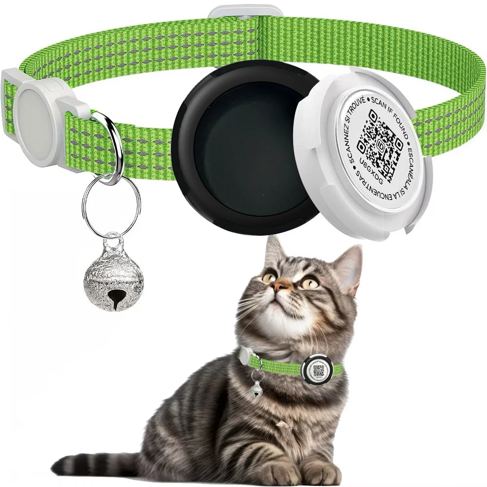 Airtag Cat Collar for Easy Tracking & Safety - Reflective QR ID