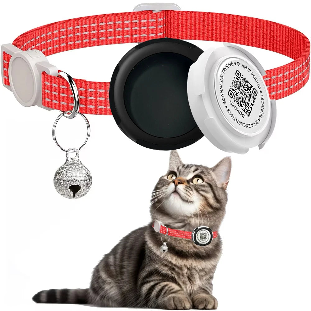 Airtag Cat Collar for Easy Tracking & Safety - Reflective QR ID