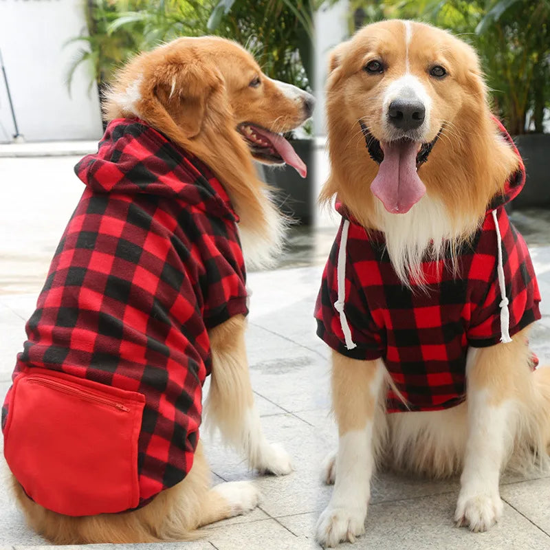 Plaid Reversible Dog Winter Coat - Warm Pet Jacket for Canadian Winters