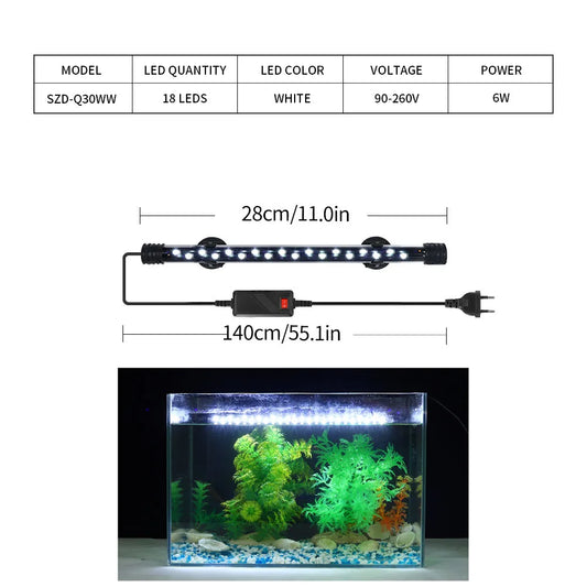Aquarium LED Clip Light | Waterproof Fish Tank Plant Grow Lamp 18-58cm