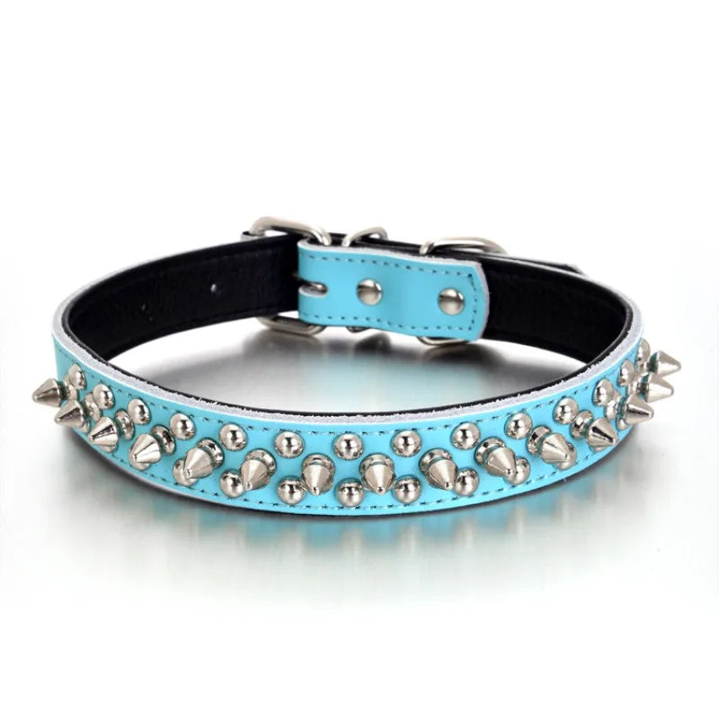 Anti-Bite Leather Pet Collar with Bullet-Proof Rivets