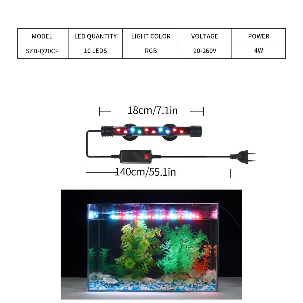 Aquarium LED Clip Light | Waterproof Fish Tank Plant Grow Lamp 18-58cm