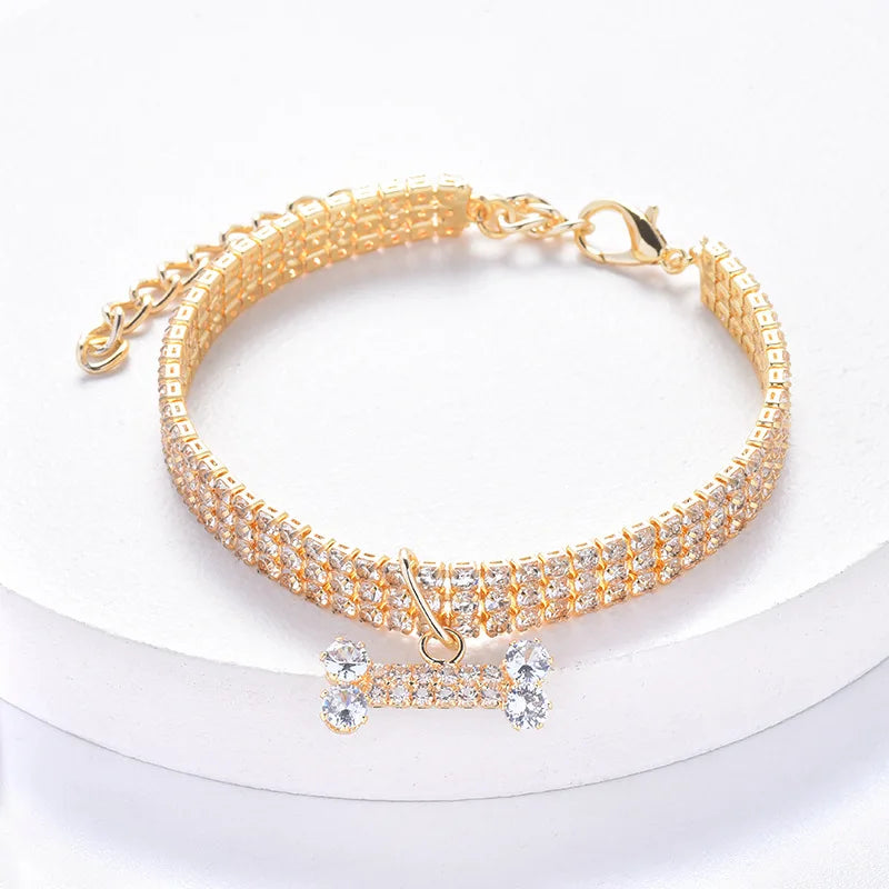 Sparkling Rhinestone Pet Collar for Dogs & Cats | Adjustable Luxury Necklace