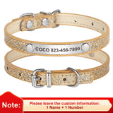 Personalized Bling Leather Cat & Small Dog Collar with Engraved ID
