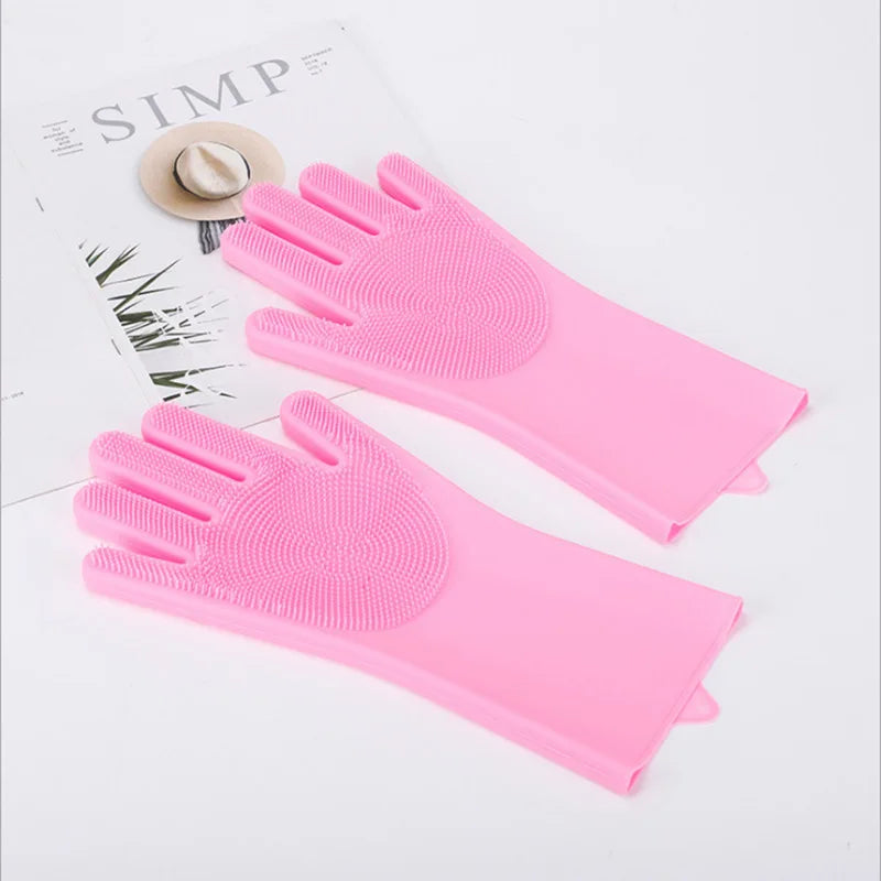Pet Bathing Gloves: Silicone Scrubber & Hair Remover for Dogs, Cats