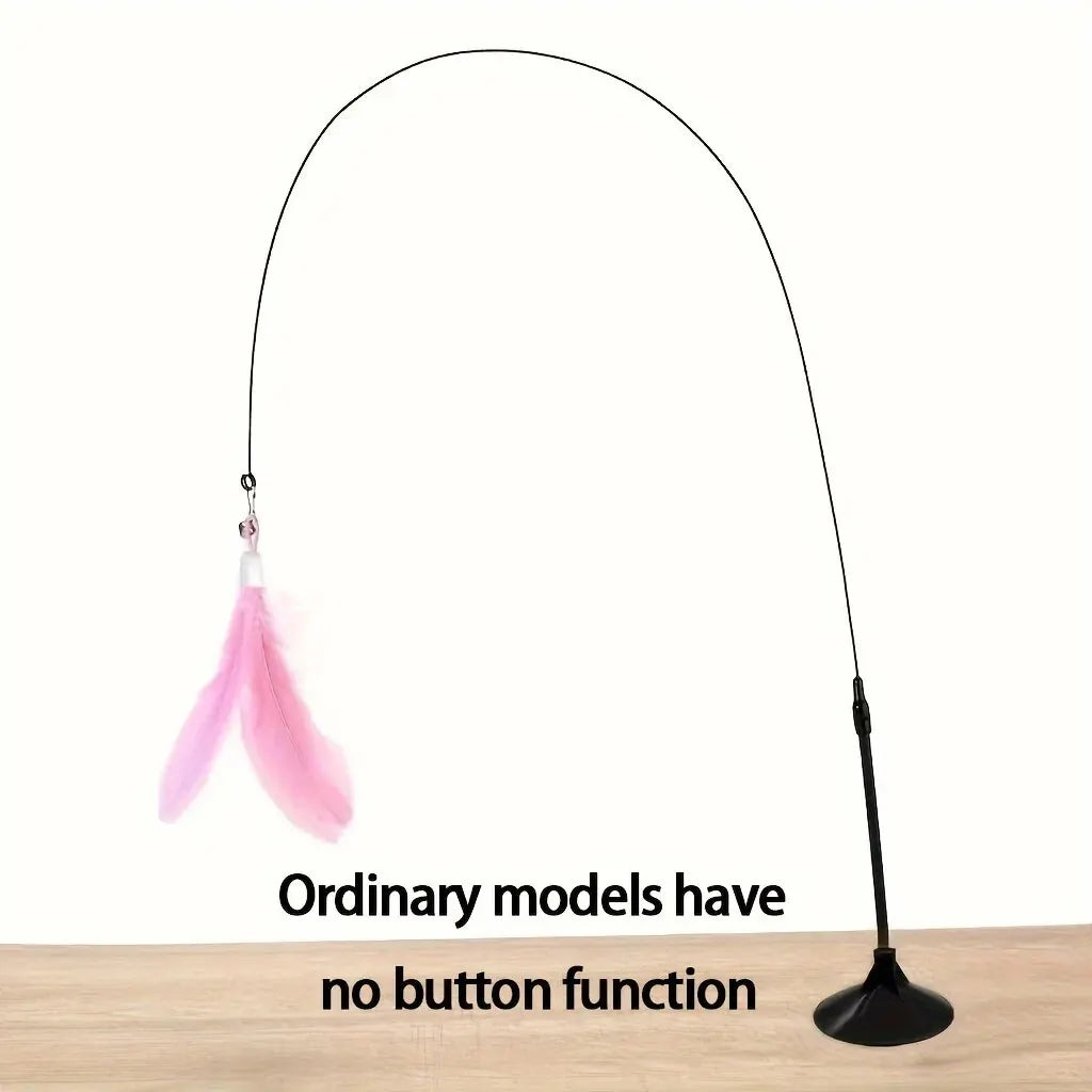 Interactive Cat Teaser Toy | Suction Cup Feather Bell Wand