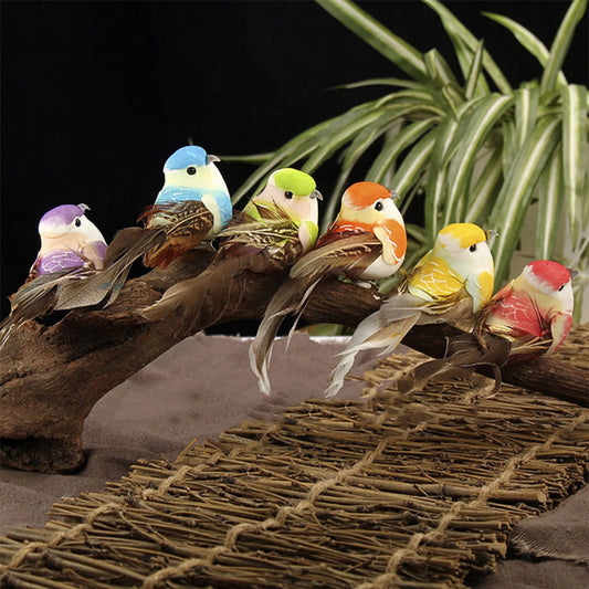 6-Pack Mini Artificial Foam Birds for Home & Kids Decor