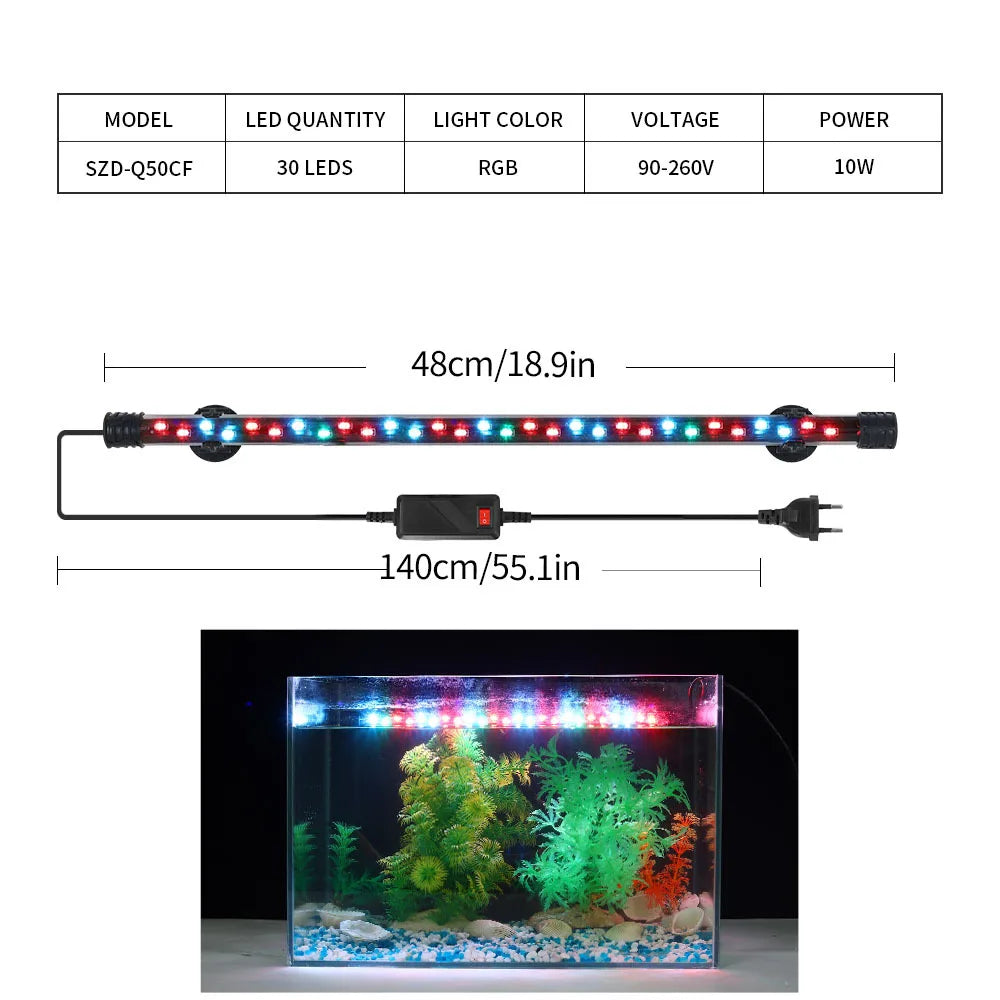 Aquarium LED Clip Light | Waterproof Fish Tank Plant Grow Lamp 18-58cm