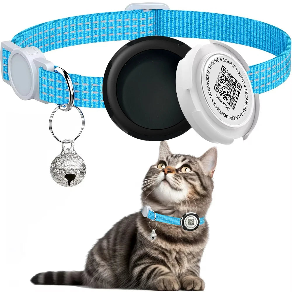 Airtag Cat Collar for Easy Tracking & Safety - Reflective QR ID