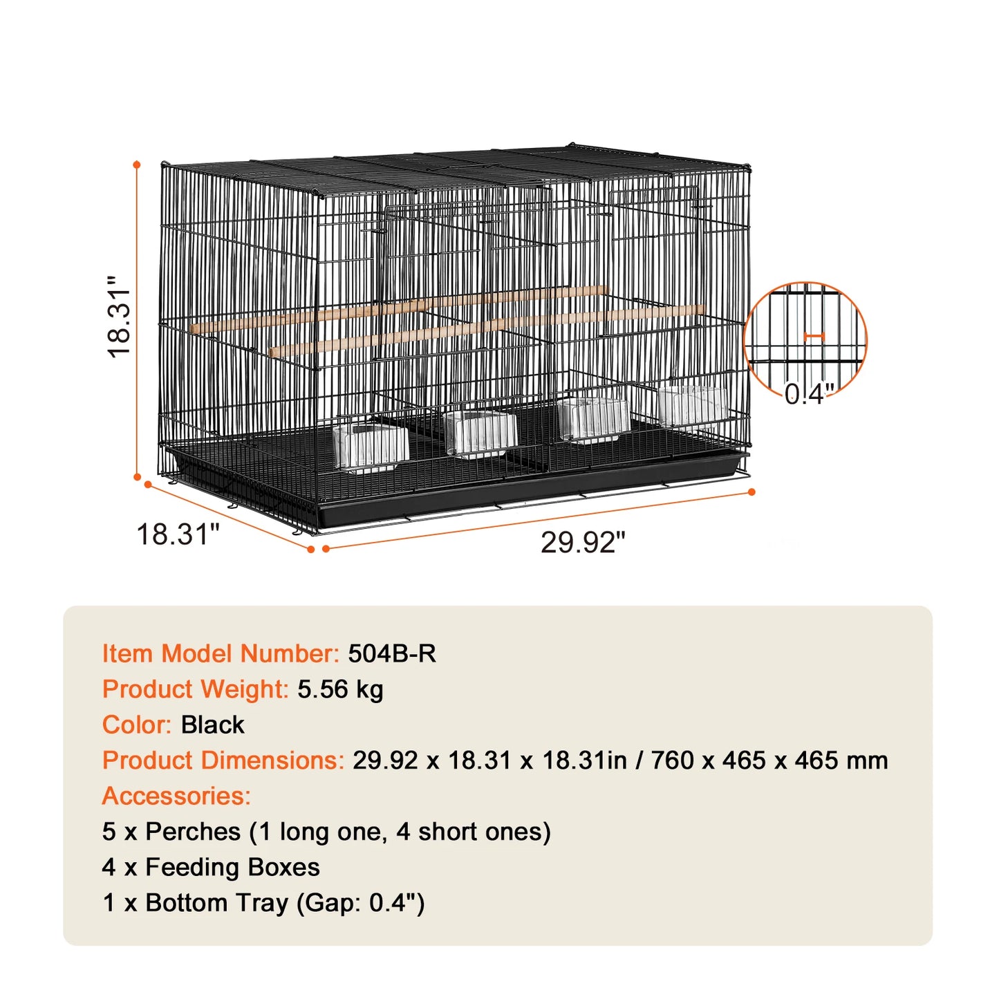 SucceBuy 30" Divided Stackable Bird Cage | Small Birds